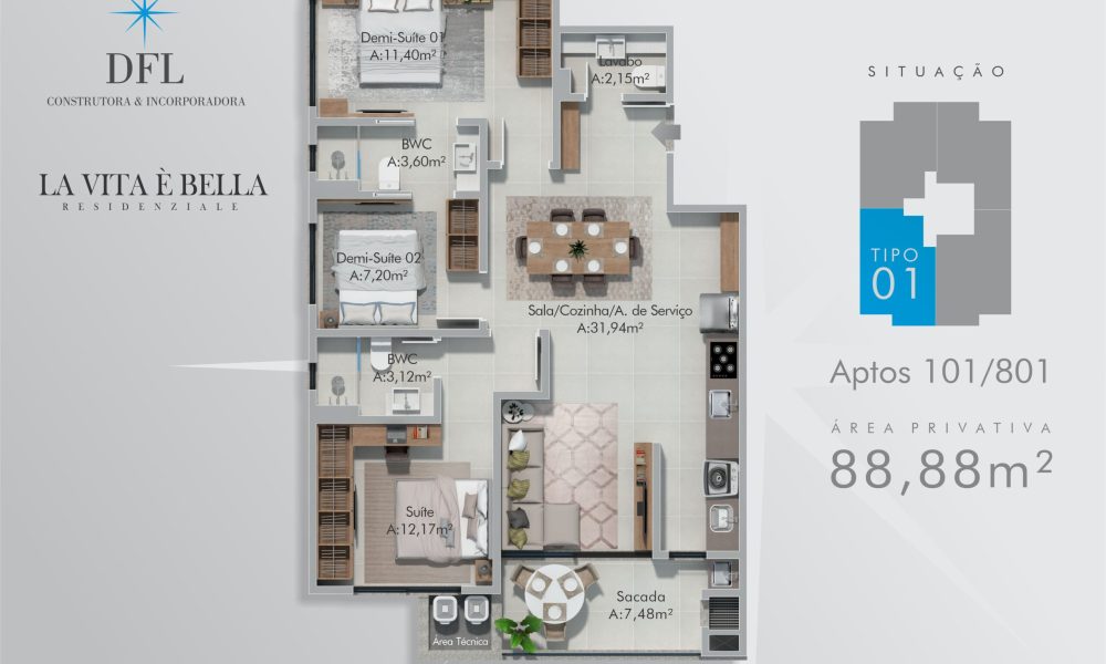 PLANTA APARTAMENTO TIPO 01